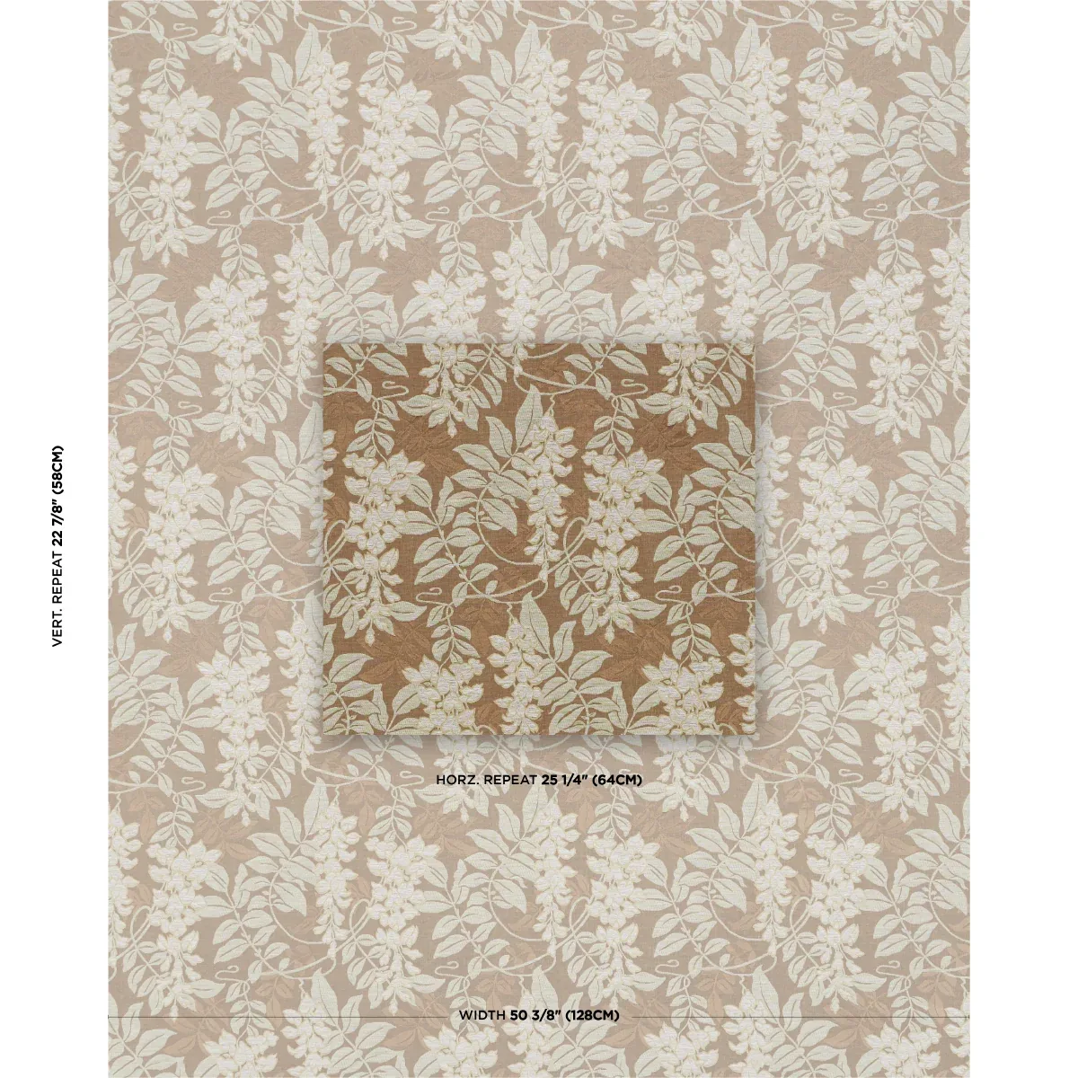 LUCIA WISTERIA Fabric – SABLE | Schumacher | Wallpaper Twins LUCIA WISTERIA fabric SABLE color by Schumacher