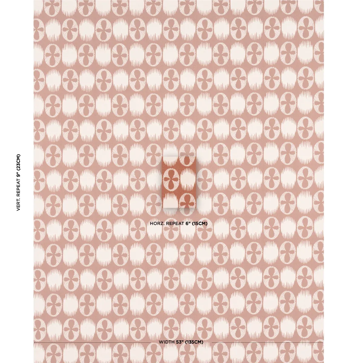 LUNARIA fabric BLUSH ON TERRACOTTA color by Schumacher