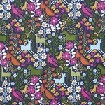 LUPITA EMBROIDERY fabric MULTI ON NAVY color by Schumacher