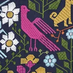 LUPITA EMBROIDERY fabric MULTI ON NAVY color by Schumacher