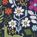 LUPITA EMBROIDERY fabric MULTI ON NAVY color by Schumacher
