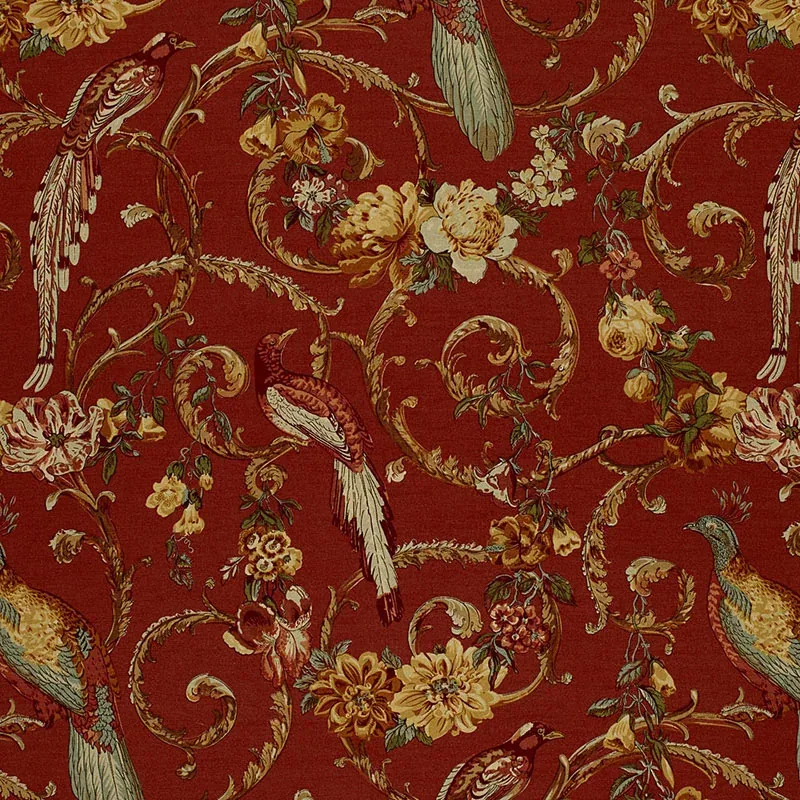 MADRIGAL fabric BRICK RED color by Schumacher