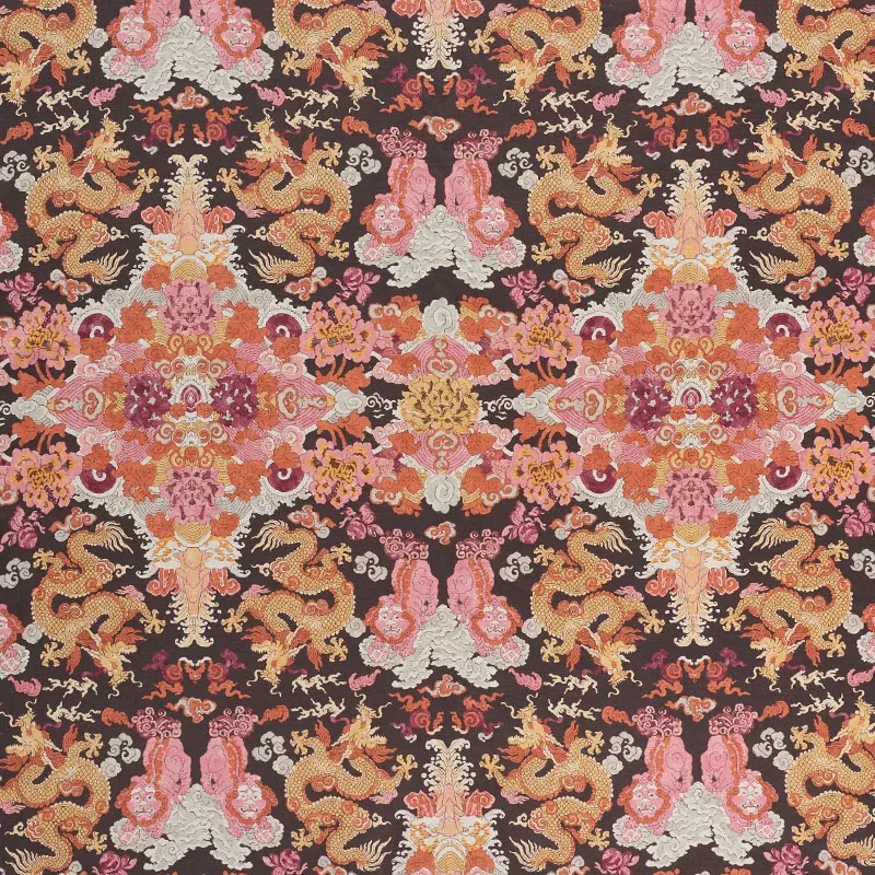MAGIC MOUNTAIN DRAGON Fabric – AUBERGINE | Schumacher | Wall MAGIC MOUNTAIN DRAGON fabric AUBERGINE color by Schumacher
