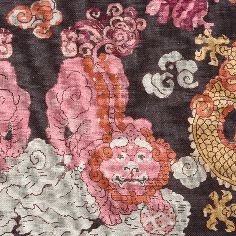 MAGIC MOUNTAIN DRAGON Fabric – AUBERGINE | Schumacher | Wall MAGIC MOUNTAIN DRAGON fabric AUBERGINE color by Schumacher