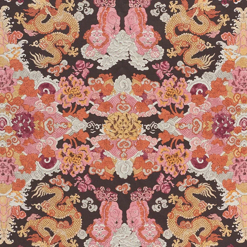 MAGIC MOUNTAIN DRAGON fabric AUBERGINE color by Schumacher