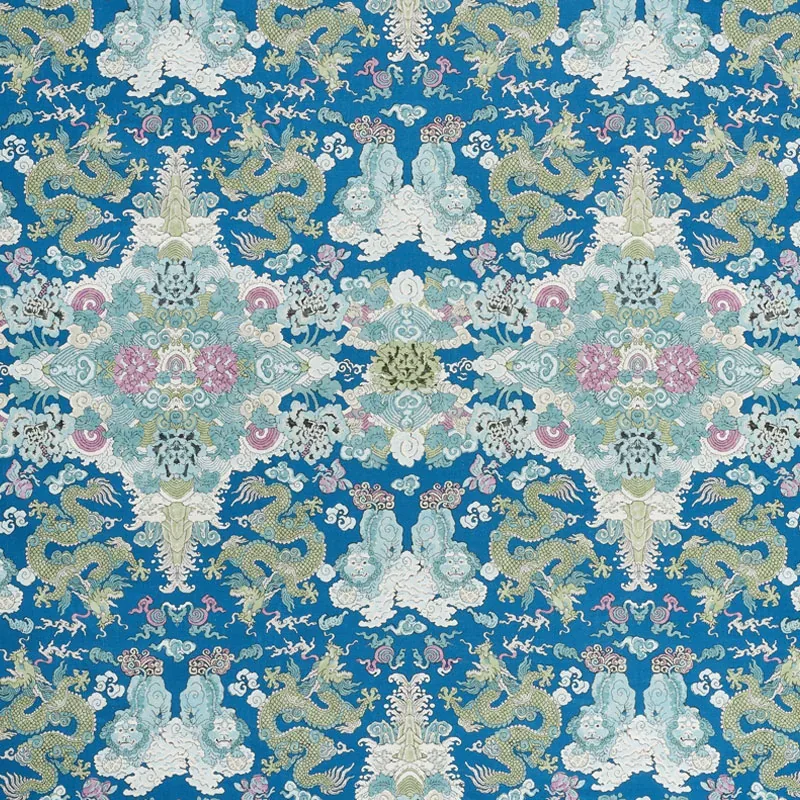 MAGIC MOUNTAIN DRAGON fabric BLUE color by Schumacher
