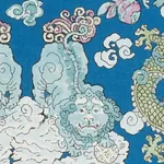 MAGIC MOUNTAIN DRAGON fabric BLUE color by Schumacher