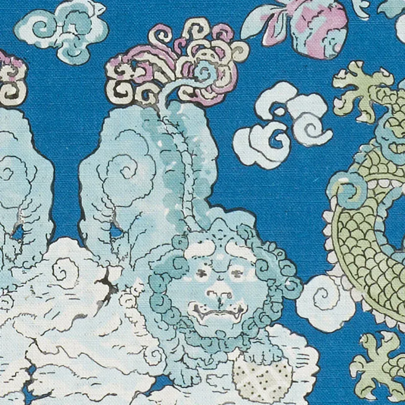 MAGIC MOUNTAIN DRAGON fabric BLUE color by Schumacher