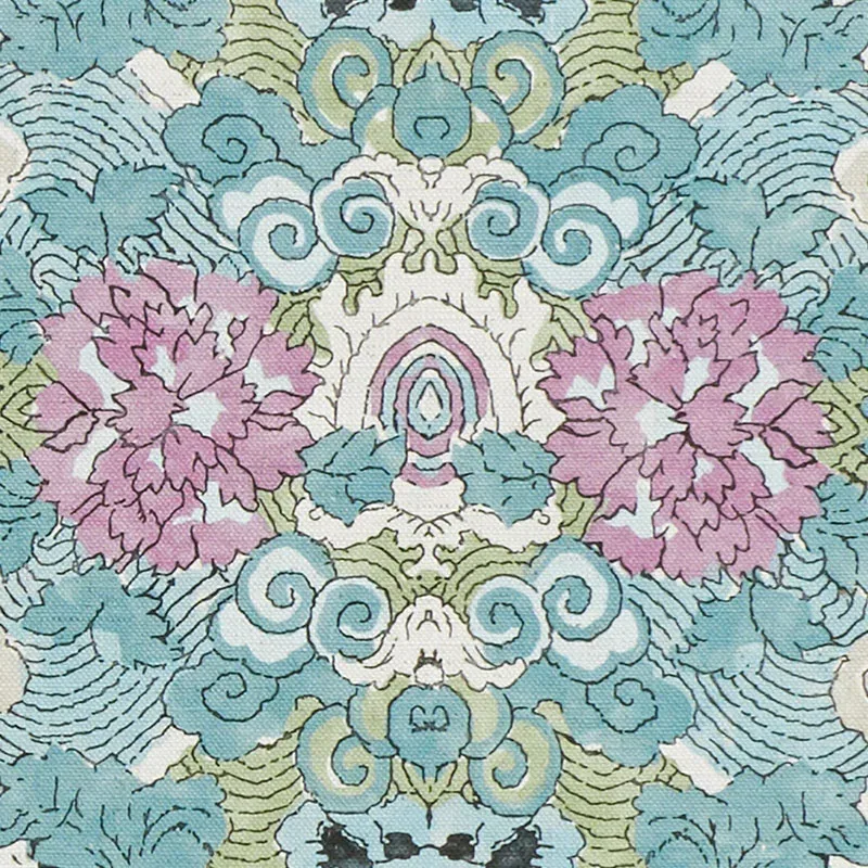 MAGIC MOUNTAIN DRAGON fabric BLUE color by Schumacher