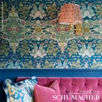 MAGIC MOUNTAIN DRAGON fabric BLUE color by Schumacher