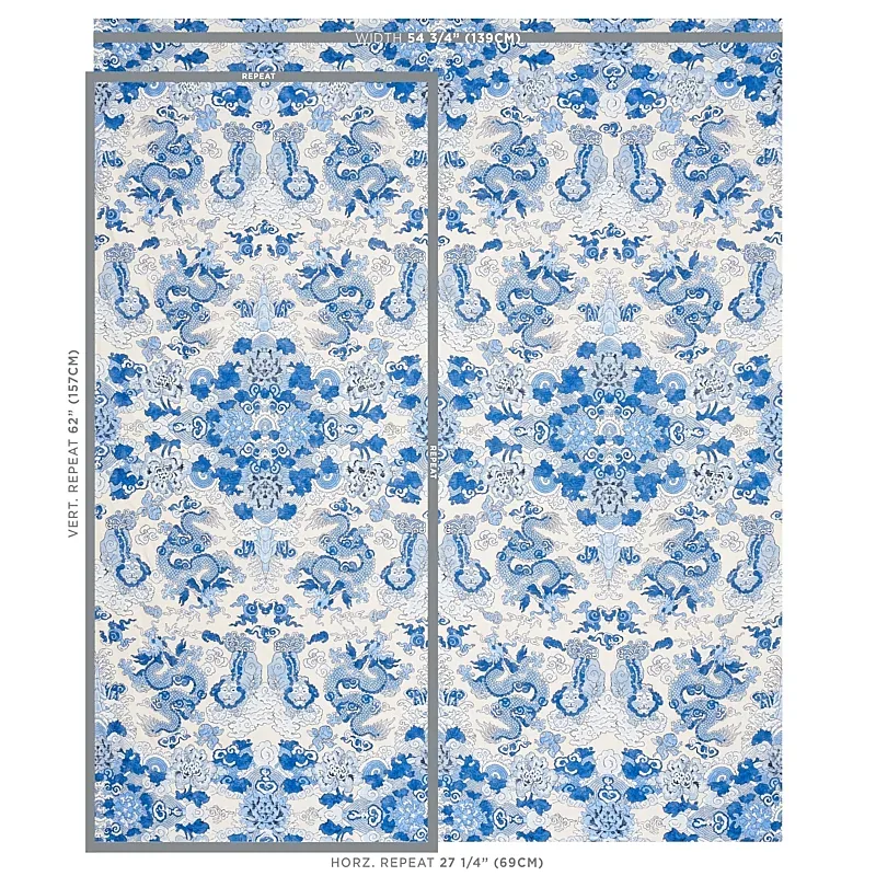 MAGIC MOUNTAIN DRAGON Fabric – PORCELAIN | Schumacher | Wall MAGIC MOUNTAIN DRAGON fabric PORCELAIN color by Schumacher