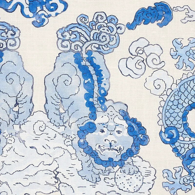 MAGIC MOUNTAIN DRAGON Fabric – PORCELAIN | Schumacher | Wall MAGIC MOUNTAIN DRAGON fabric PORCELAIN color by Schumacher