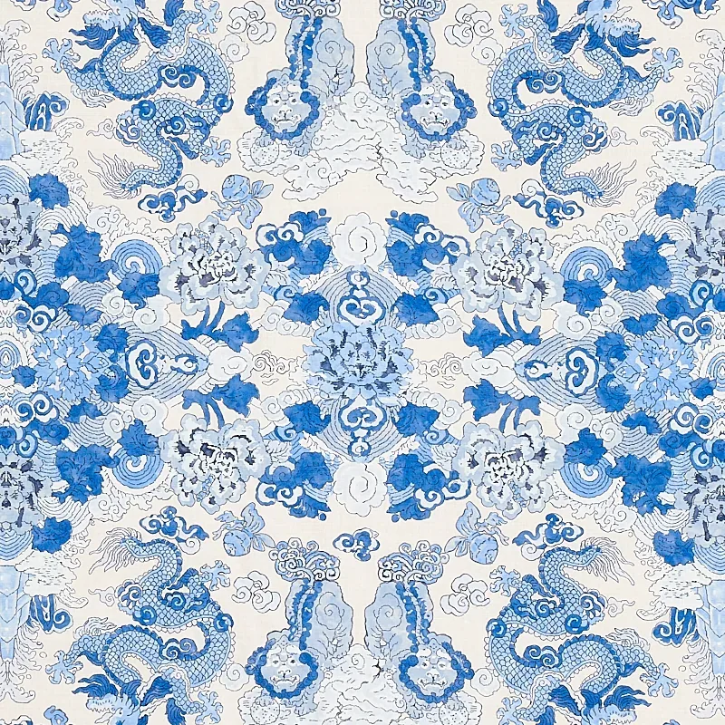 MAGIC MOUNTAIN DRAGON fabric PORCELAIN color by Schumacher