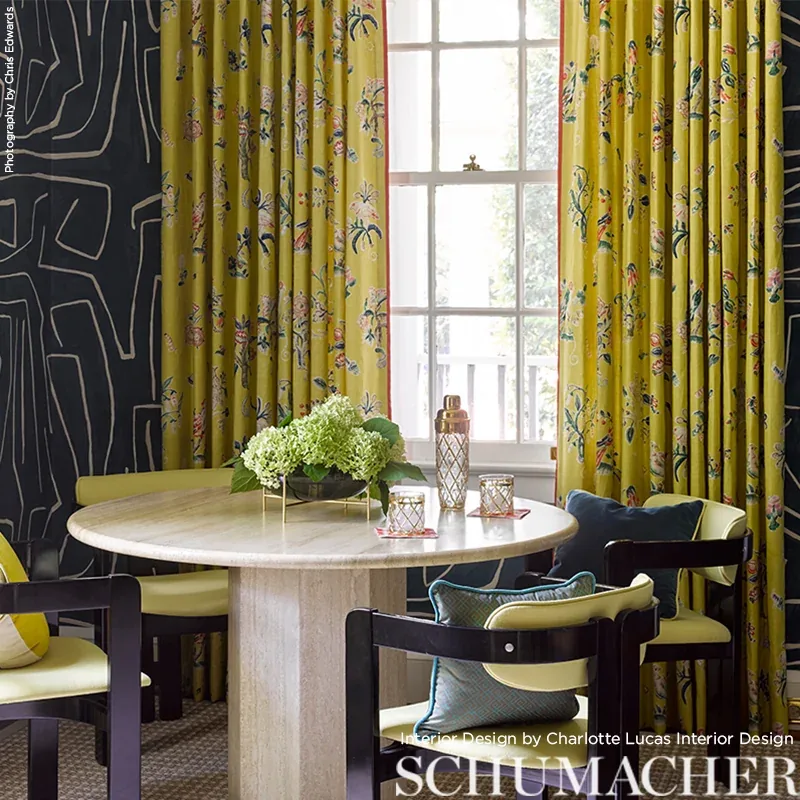 MAGICAL MENAGERIE fabric YELLOW color by Schumacher