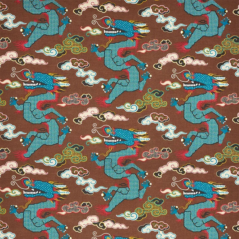 MAGICAL MING DRAGON Fabric – BROWN | Schumacher | Wallpaper MAGICAL MING DRAGON fabric BROWN color by Schumacher