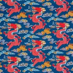 MAGICAL MING DRAGON Fabric – NAVY | Schumacher | Wallpaper T MAGICAL MING DRAGON fabric NAVY color by Schumacher