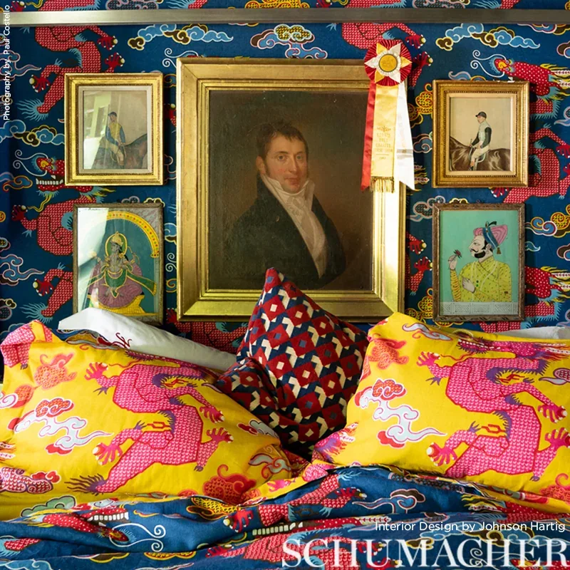 MAGICAL MING DRAGON Fabric – NAVY | Schumacher | Wallpaper T MAGICAL MING DRAGON fabric NAVY color by Schumacher