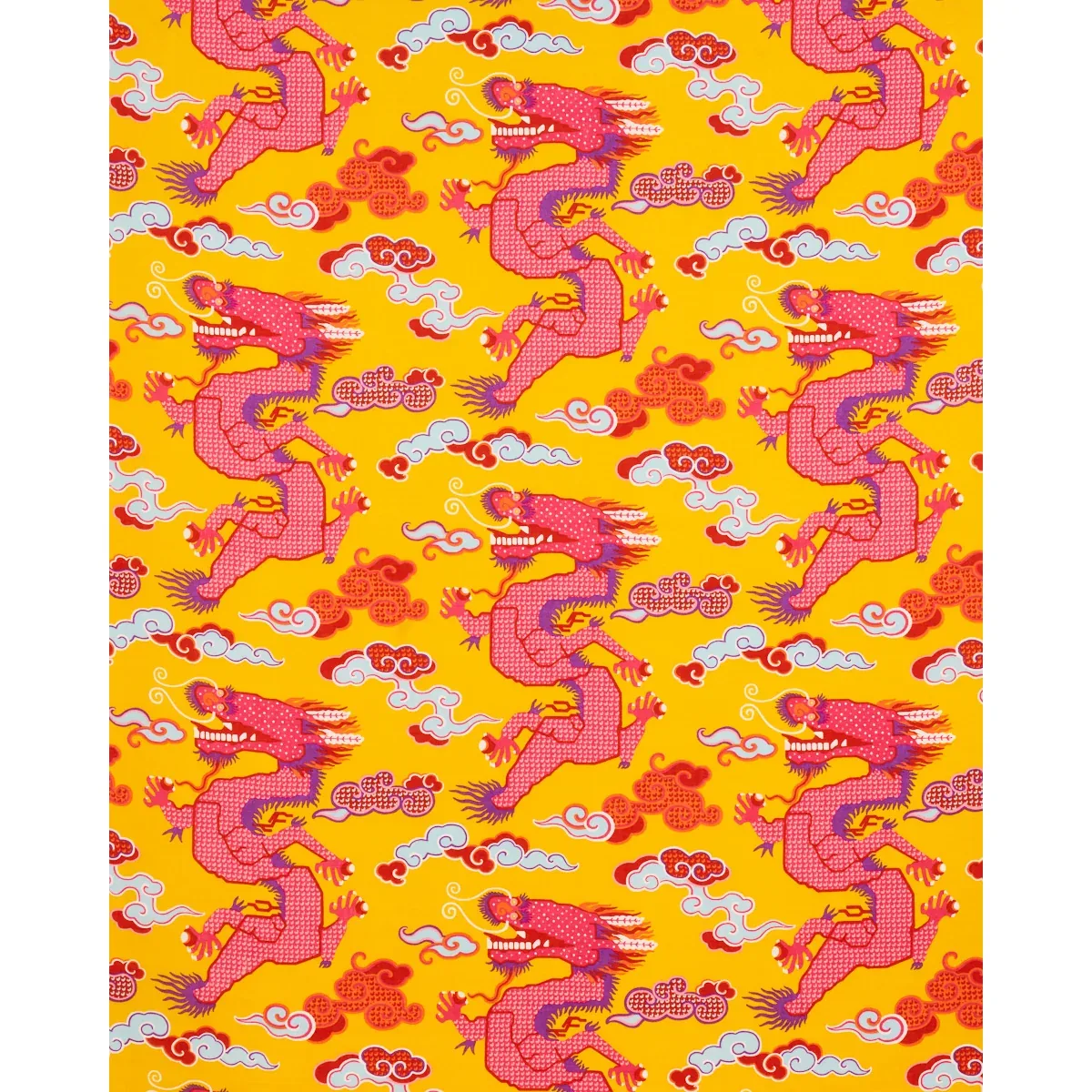 MAGICAL MING DRAGON Fabric – YELLOW | Schumacher | Wallpaper MAGICAL MING DRAGON fabric YELLOW color by Schumacher