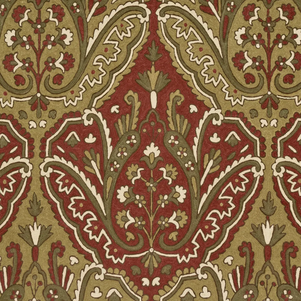 Maharajah Crewel Embroidery fabric POMPEII color by Schumacher