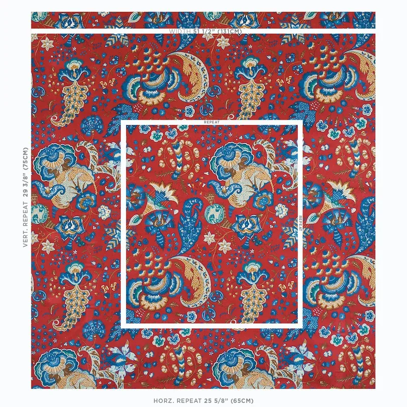MAJORELLE VELVET fabric RED color by Schumacher