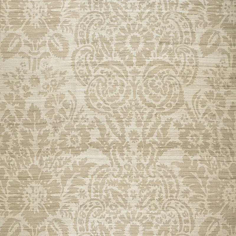 MALAY DAMASK PRINT fabric PUTTY color by Schumacher