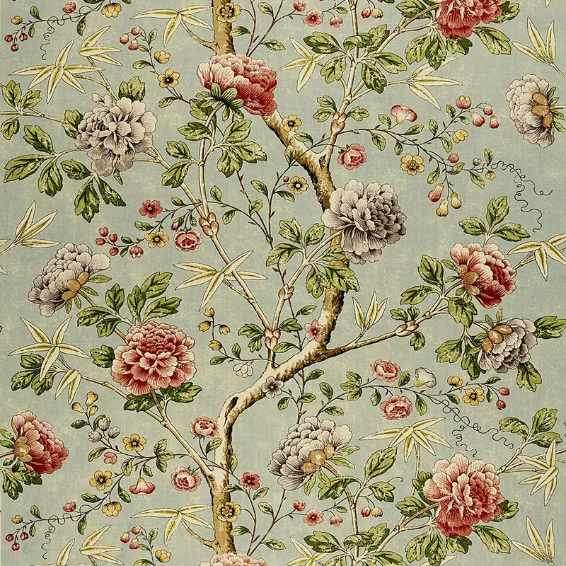 MANDARIN PEONY fabric AQUAMARINE color by Schumacher