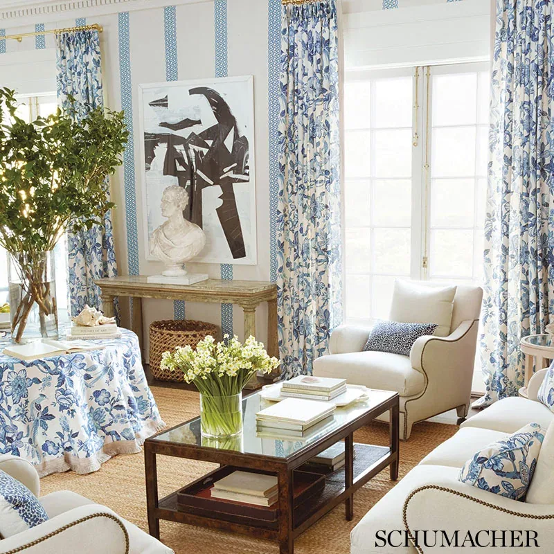MANDEVILLE EMBROIDERY Fabric – GRENADINE | Schumacher | Wall MANDEVILLE EMBROIDERY fabric GRENADINE color by Schumacher