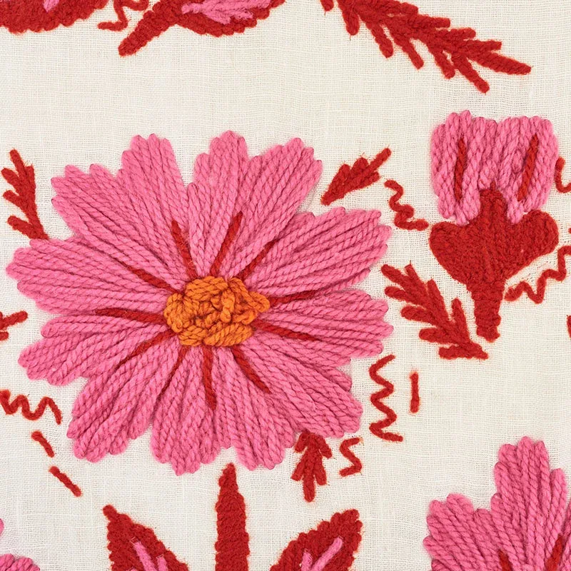 MARGUERITE EMBROIDERY fabric BLOSSOM color by Schumacher