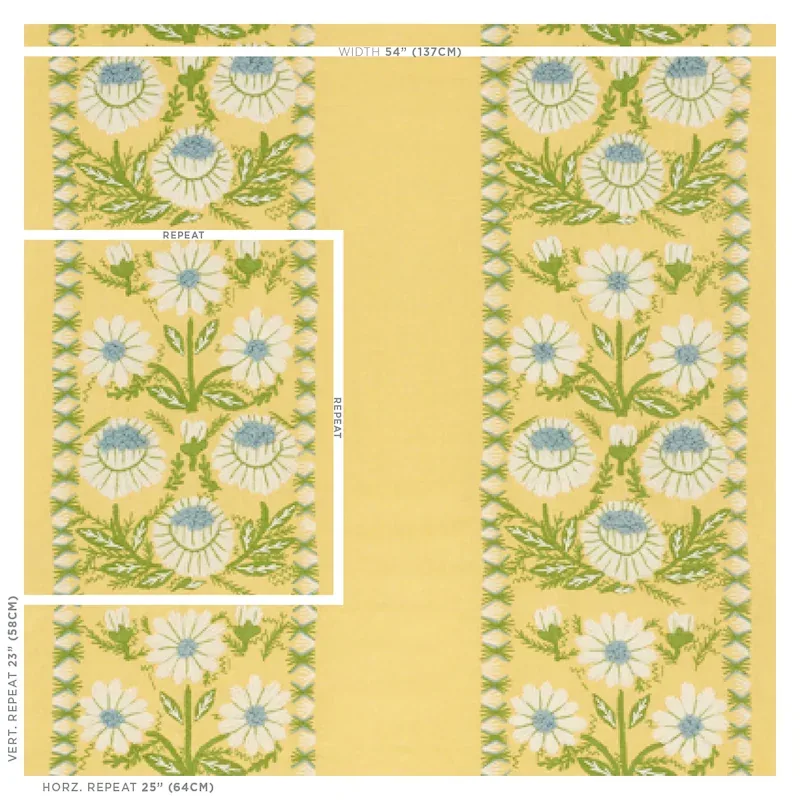 MARGUERITE EMBROIDERY fabric BUTTERCUP color by Schumacher