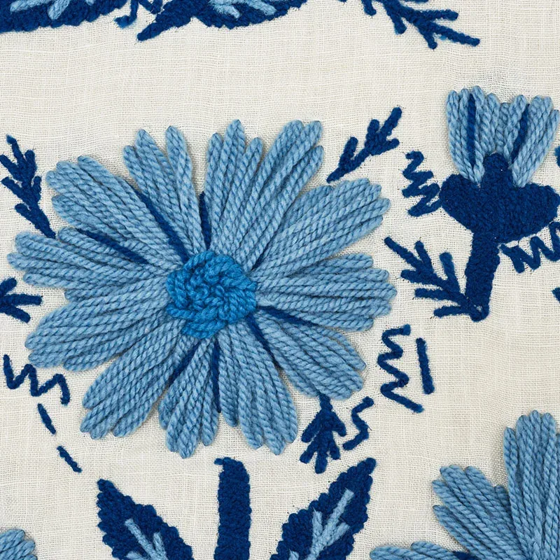 MARGUERITE EMBROIDERY fabric SKY color by Schumacher