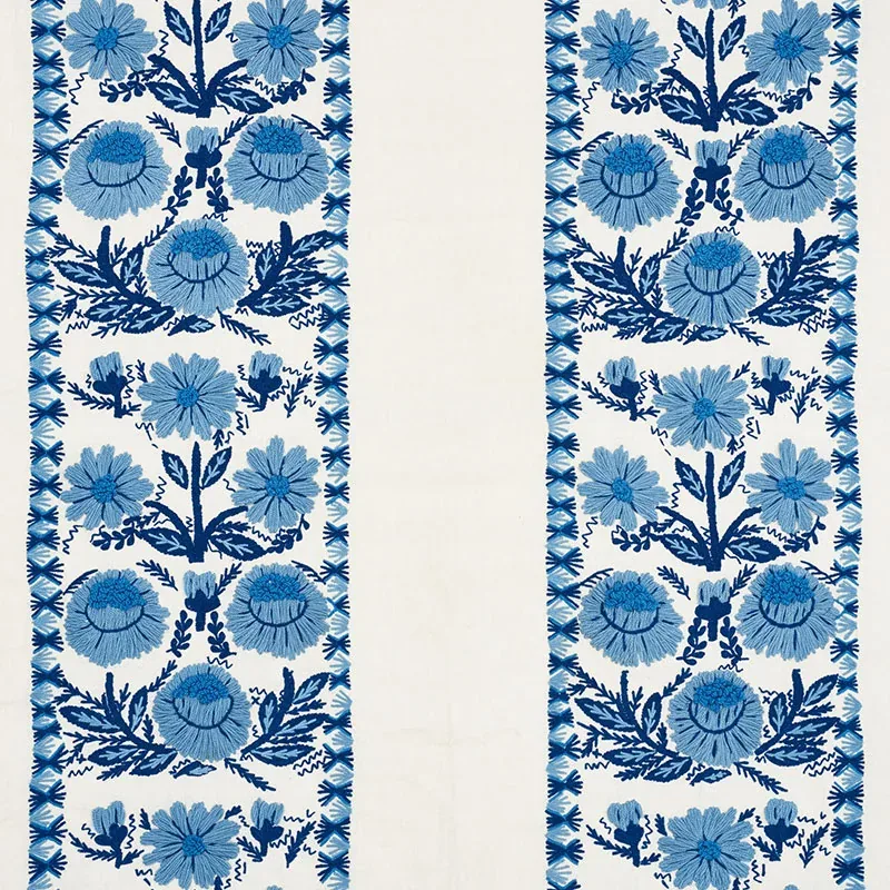 MARGUERITE EMBROIDERY fabric SKY color by Schumacher