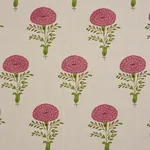 Marigold Hand Block Print fabric PINK color by Schumacher