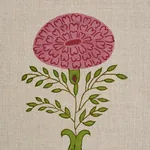 Marigold Hand Block Print fabric PINK color by Schumacher