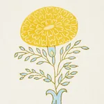 Marigold Hand Block Print Fabric – YELLOW | Schumacher | Wal Marigold Hand Block Print fabric YELLOW color by Schumacher