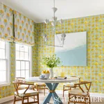 Marigold Hand Block Print Fabric – YELLOW | Schumacher | Wal Marigold Hand Block Print fabric YELLOW color by Schumacher
