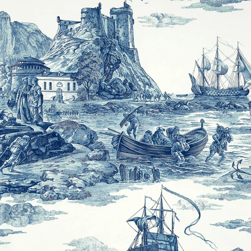 MARINE TOILE fabric INDIGO color by Schumacher