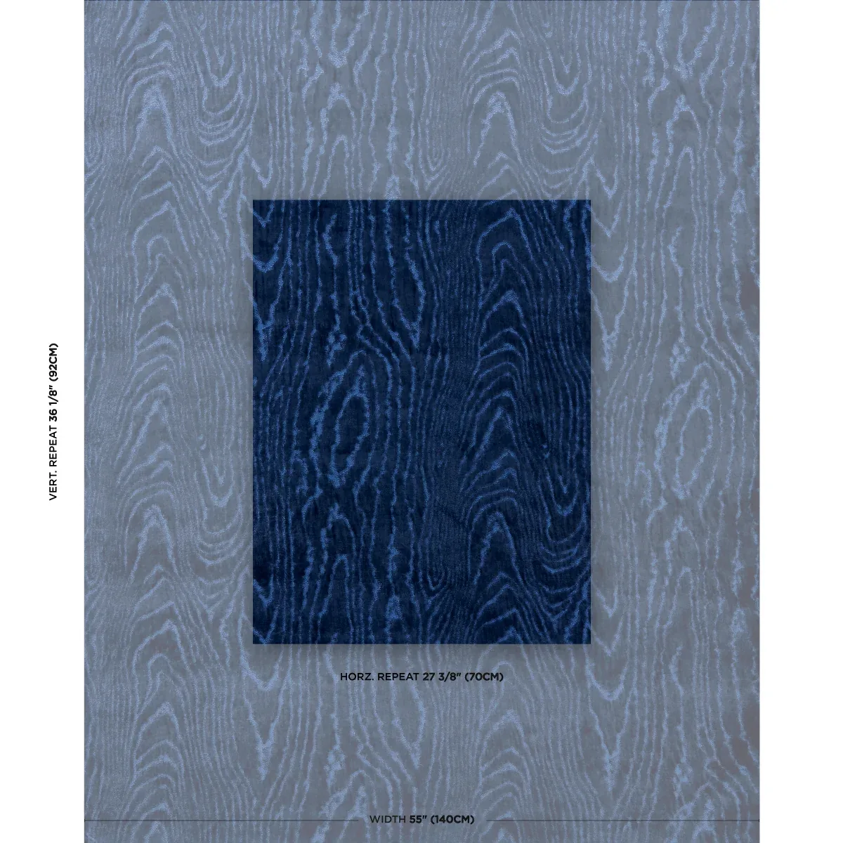 MARISA MOIRE VELVET fabric LAPIS color by Schumacher