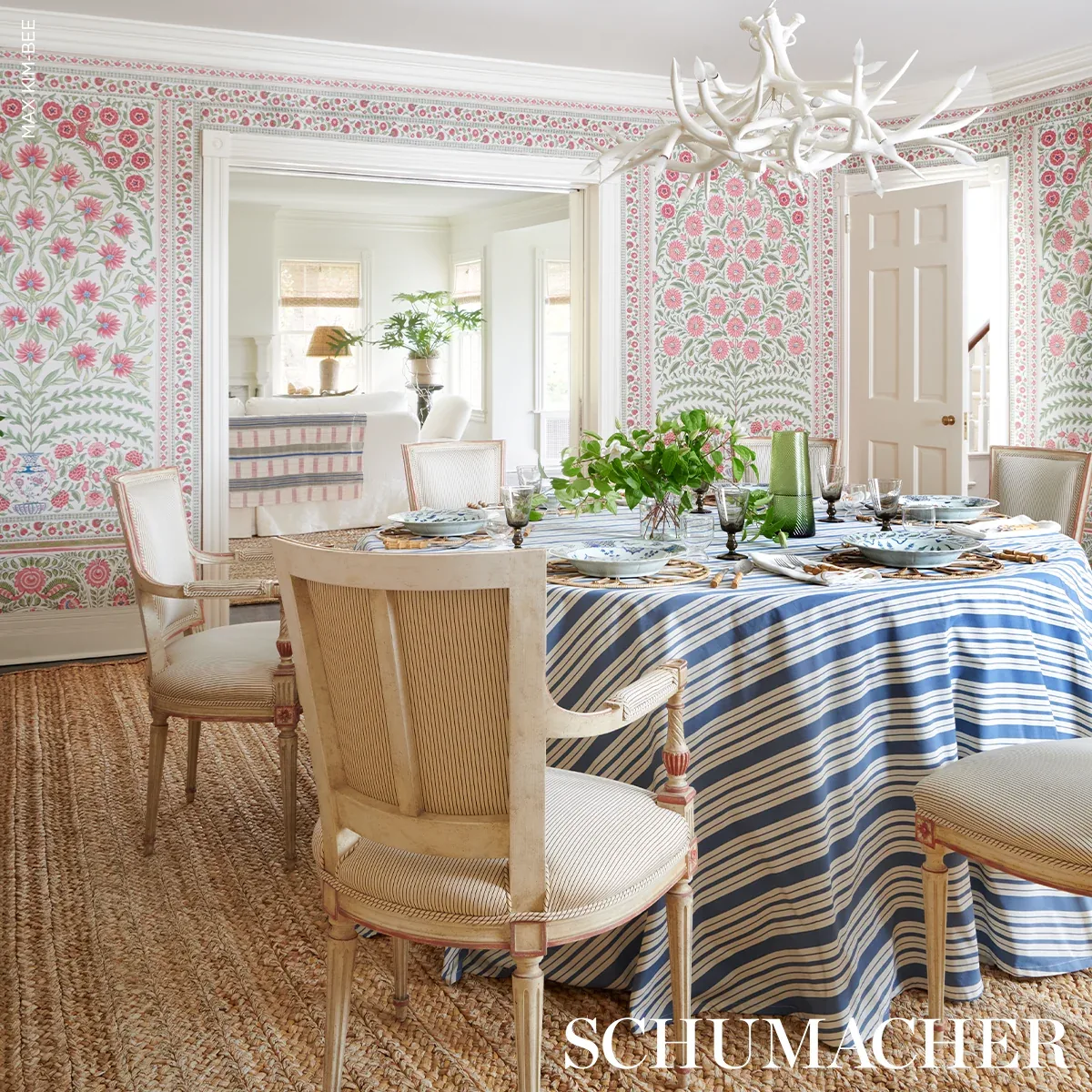 MARKIE STRIPE Fabric – COBALT | Schumacher | Wallpaper Twins MARKIE STRIPE fabric COBALT color by Schumacher