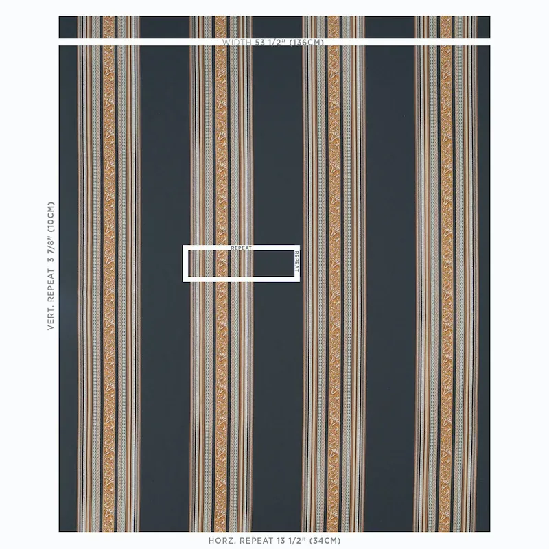 MARKOVA STRIPE fabric BLACK color by Schumacher