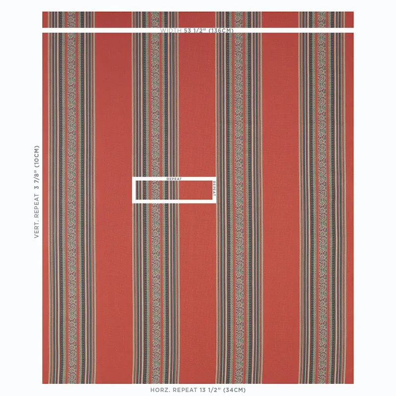 MARKOVA STRIPE fabric RED color by Schumacher