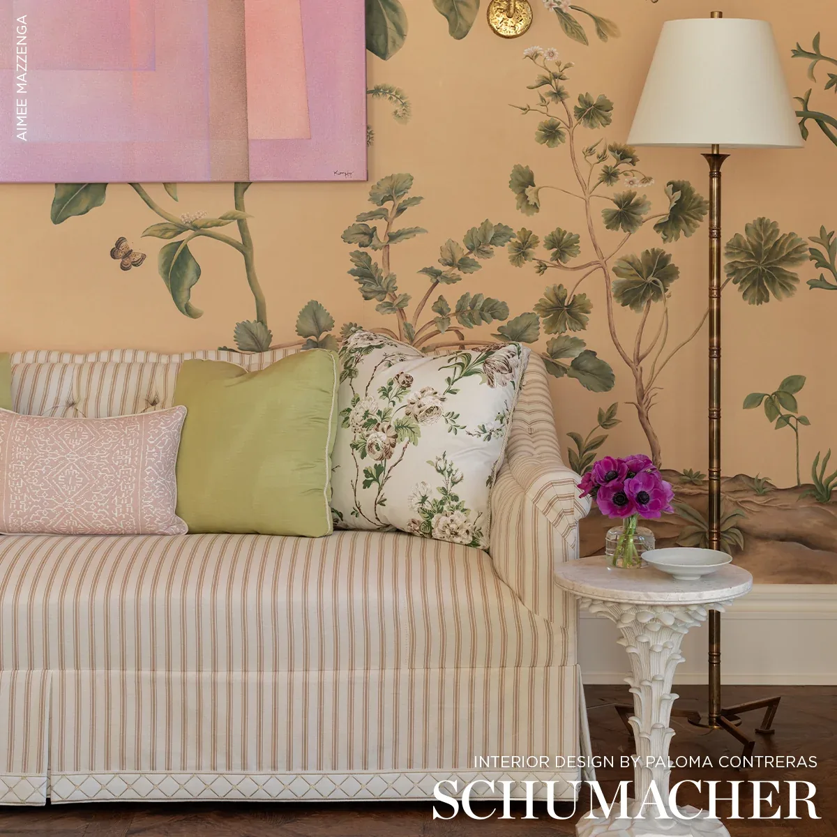 MARQUET TICKING STRIPE Fabric – SAND | Schumacher | Wallpape MARQUET TICKING STRIPE fabric SAND color by Schumacher