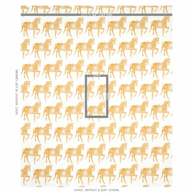Marwari Horse fabric MUSTARD color by Schumacher