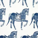 Marwari Horse Fabric – NAVY | Schumacher | Wallpaper Twins Marwari Horse fabric NAVY color by Schumacher