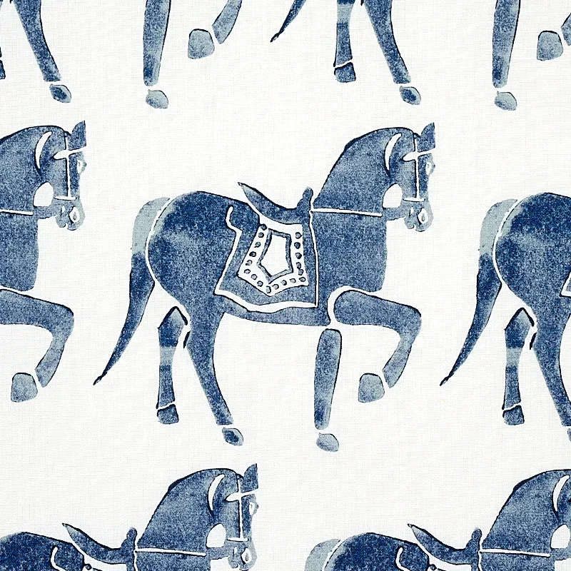 Marwari Horse Fabric – NAVY | Schumacher | Wallpaper Twins Marwari Horse fabric NAVY color by Schumacher