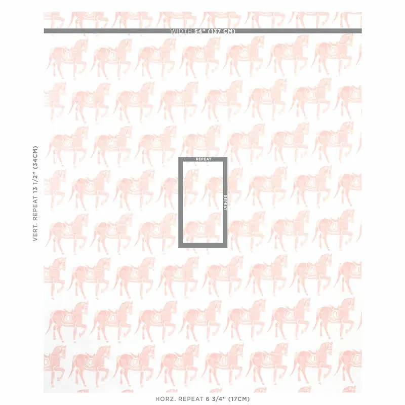 Marwari Horse fabric PINK color by Schumacher