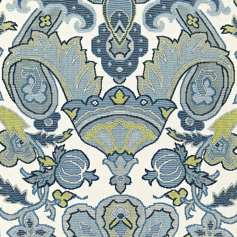 MATAURA LINEN PRINT fabric AEGEAN color by Schumacher
