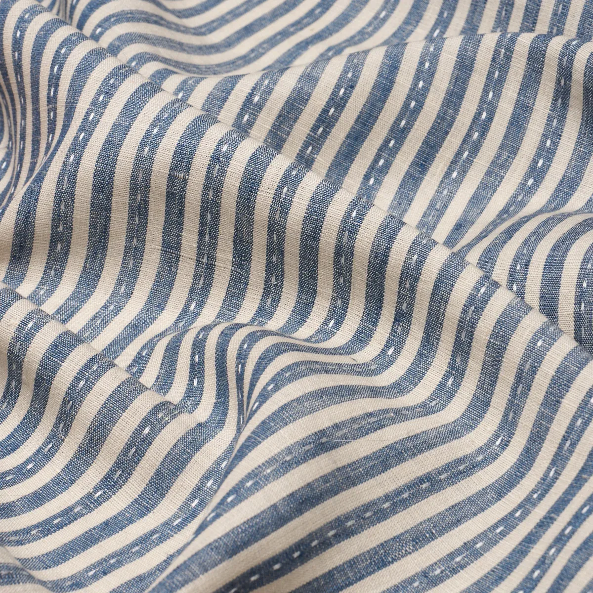 MATHIS TICKING STRIPE Fabric – INDIGO | Schumacher | Wallpap MATHIS TICKING STRIPE fabric INDIGO color by Schumacher