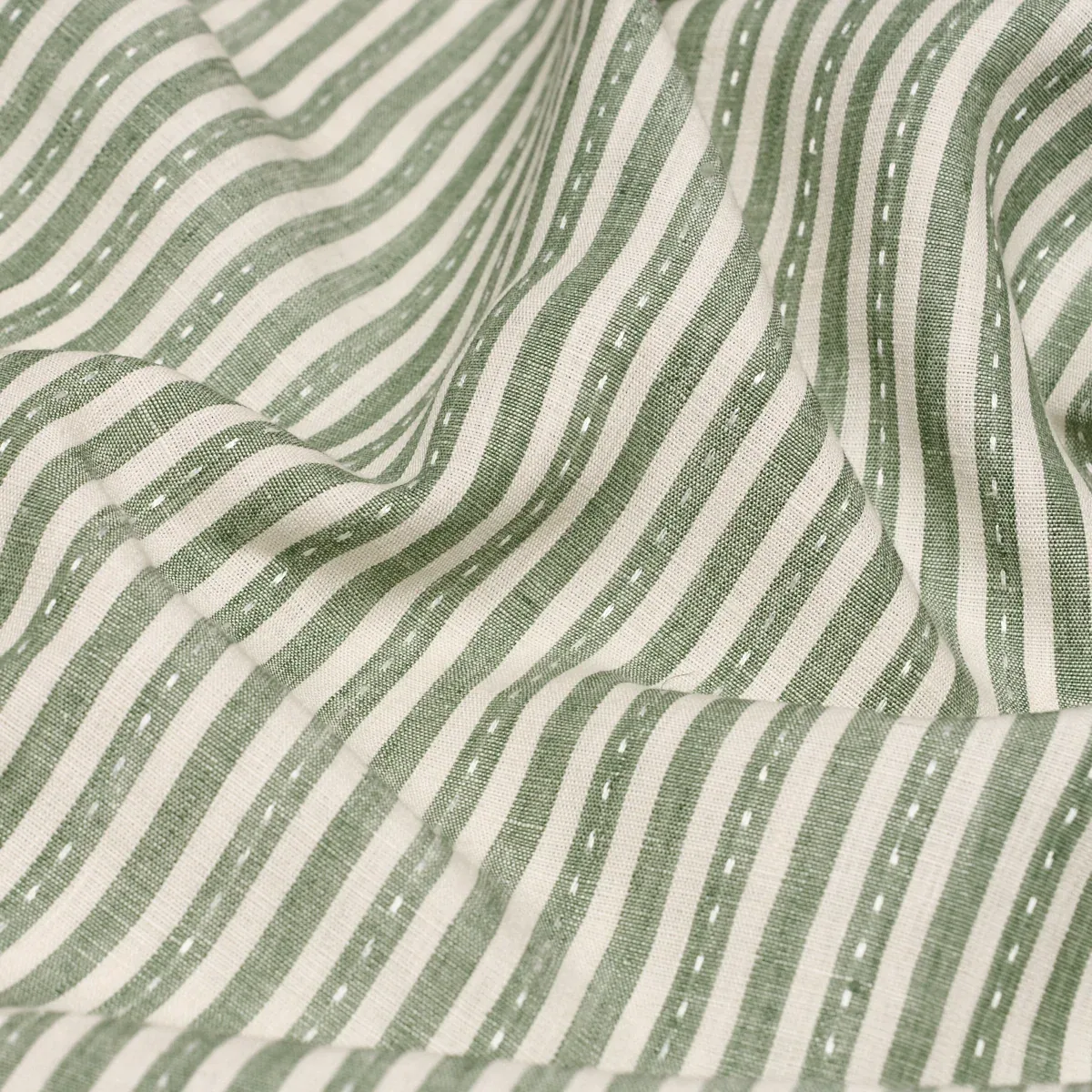 MATHIS TICKING STRIPE fabric SAGE color by Schumacher