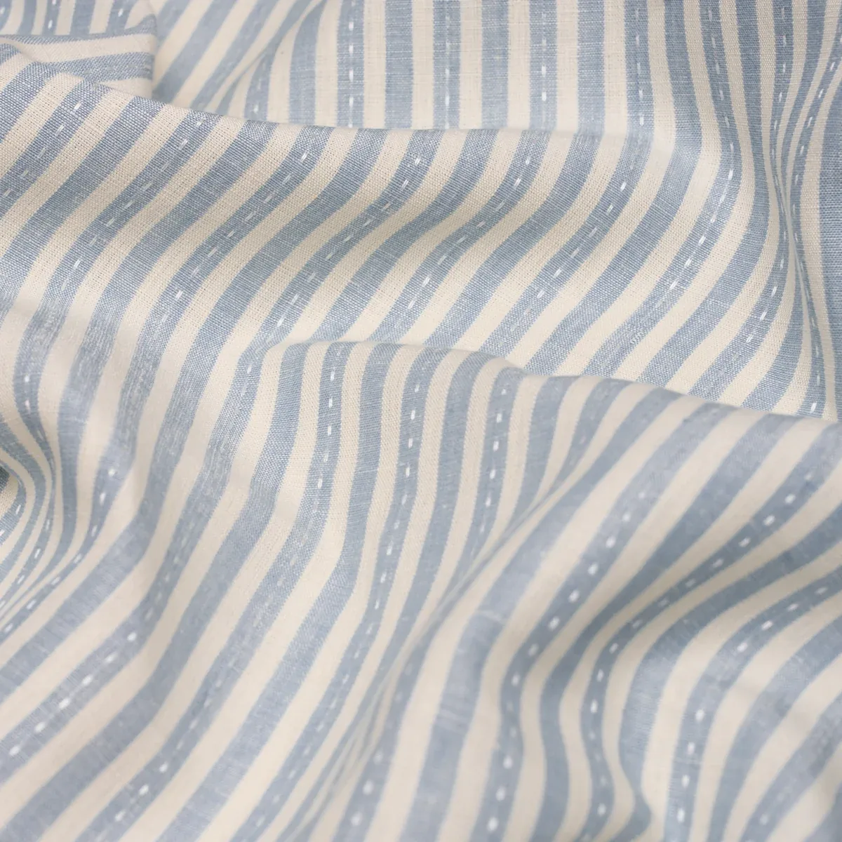 MATHIS TICKING STRIPE fabric SKY color by Schumacher