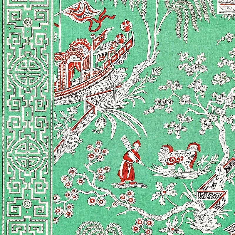 MATSUDANA Fabric – JADE | Schumacher | Wallpaper Twins MATSUDANA fabric JADE color by Schumacher
